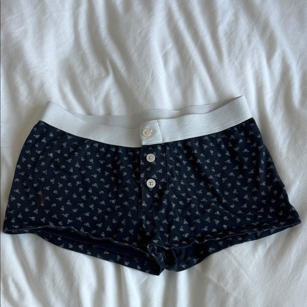Brandy Melville Black Floral Button Shorts